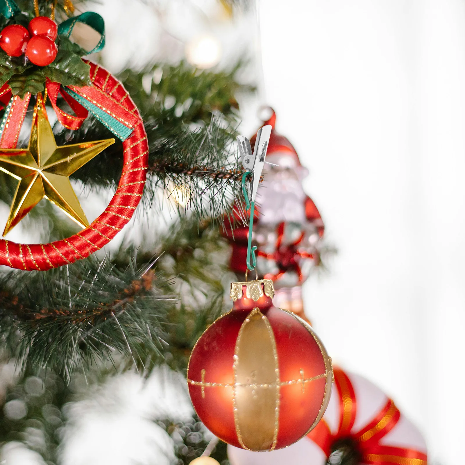 

50Pcs Iron Xmas Ornament Clips Decorative Holders for Christmas Tree Adornment Fixing Holiday Decor Supplies Iron Clip