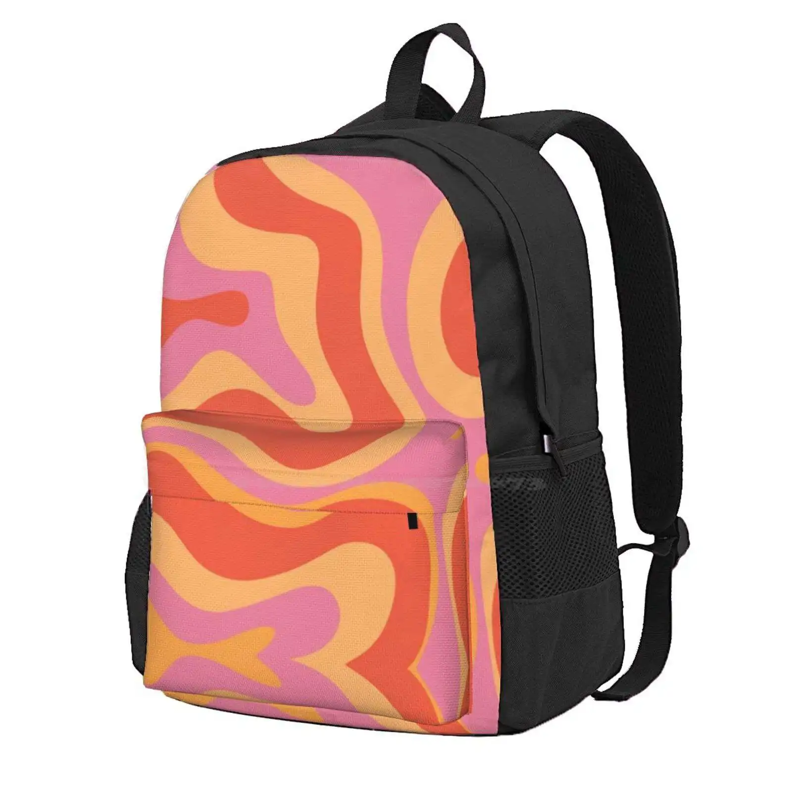 Modern Retro Liquid Swirl Abstract Pattern Square In Vintage Pink And Orange Hot Sale Schoolbag Backpack Fashion Bags Abstract