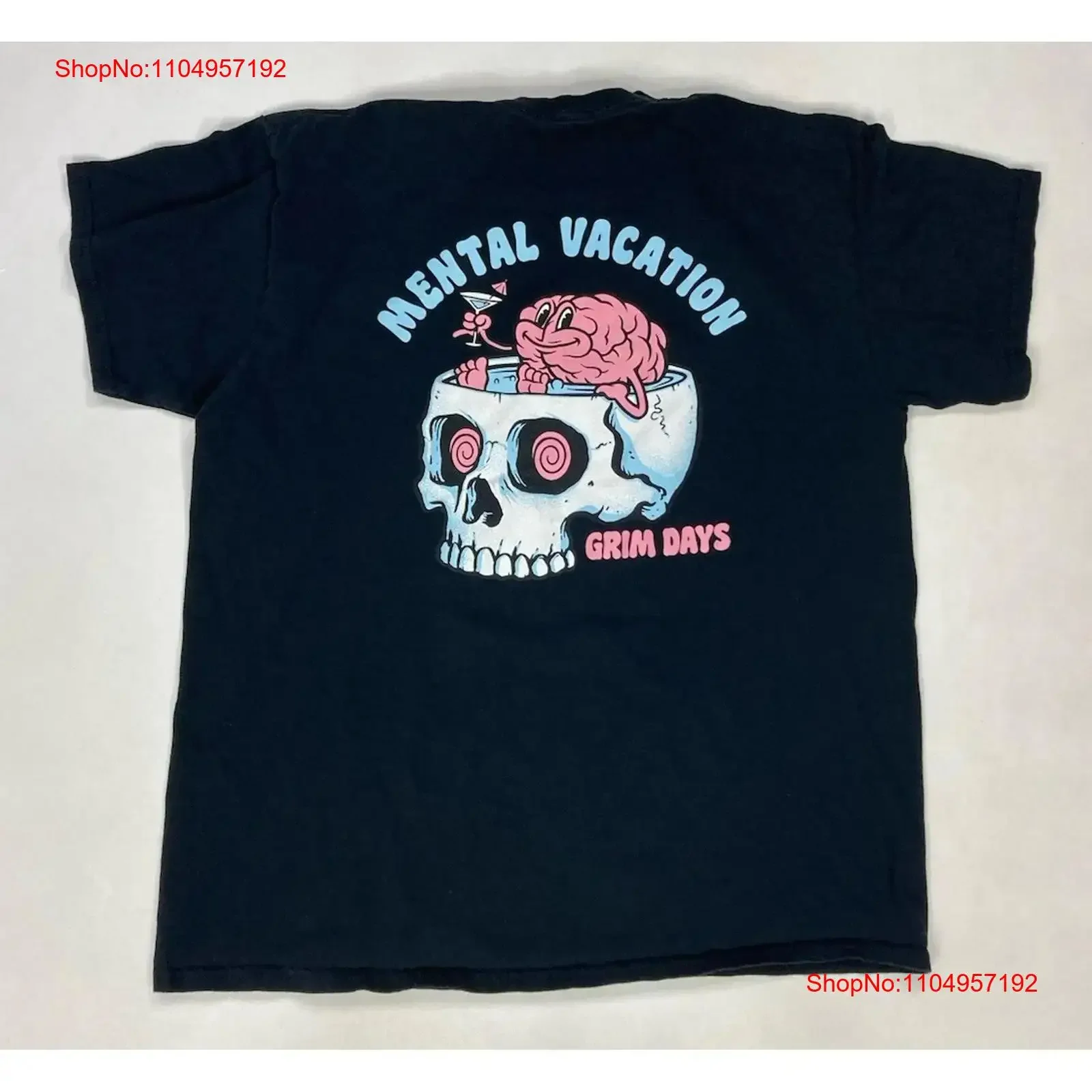 

Мужская футболка Grim Days Mental Vacation, большая черная винтажная стираная мужская футболка унисекс, удобный стильный топ для повседневной носки