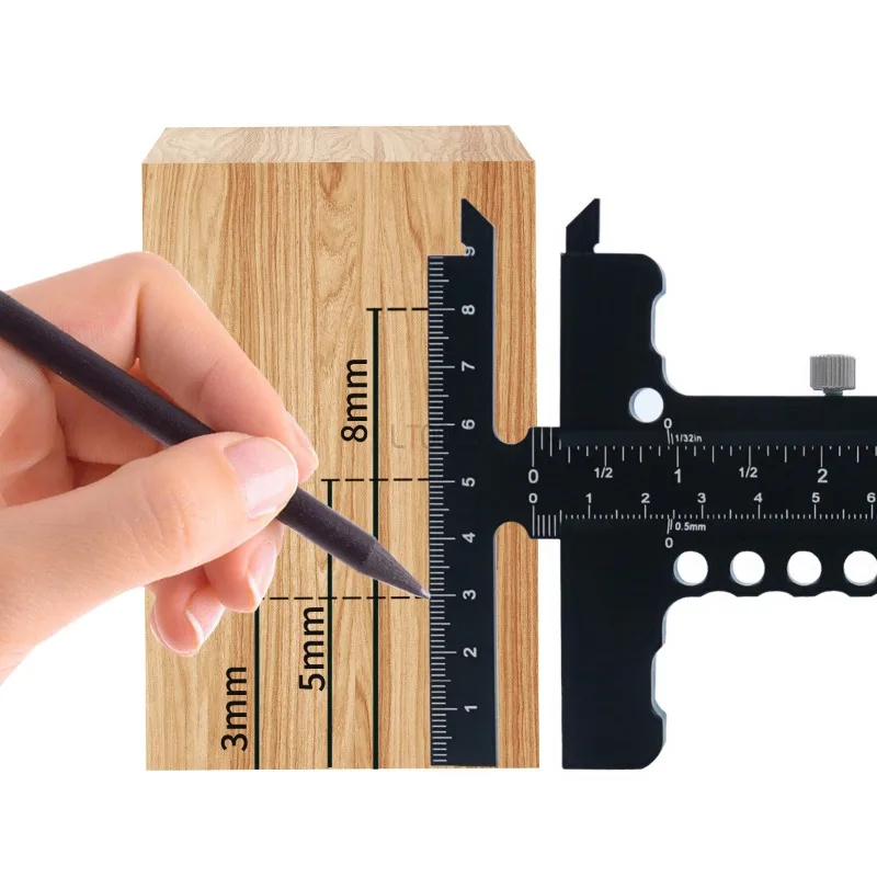 Woodworking Ruler Aluminum Alloy Calipers/scaleplat Fine Adjustable T-shaped Right Angle Marking Measurement Manual DIY Tools