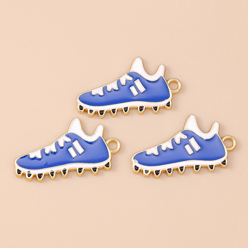 Leslie 10 Stück Niedliche Sneaker-Anhänger Emaille-Sportcharms für DIY Halsketten Ohrringe Handgemachte Schmuckherstellung – Detail 4