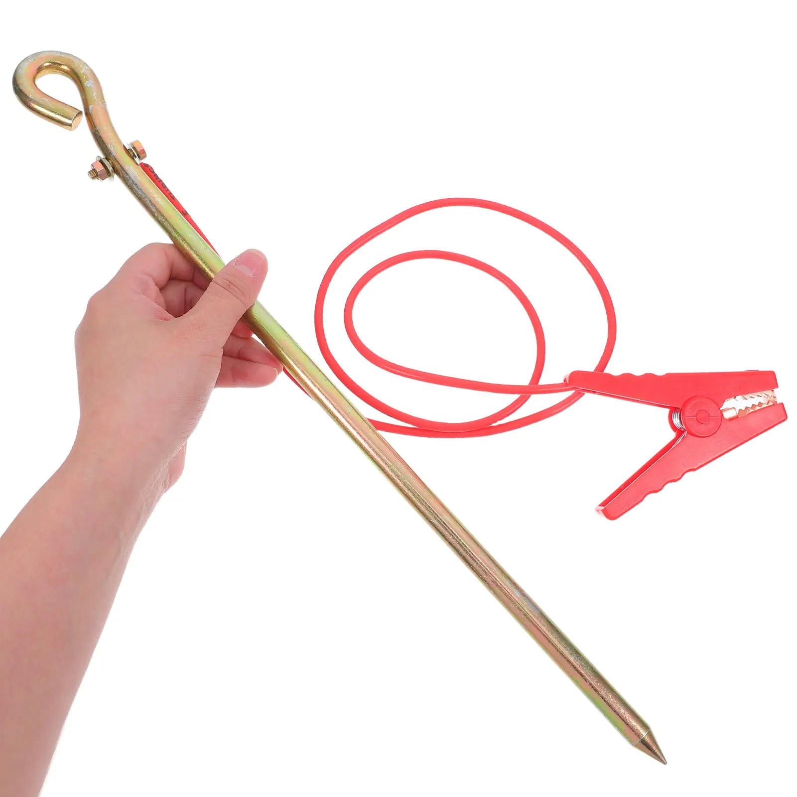 

1Set Portable Grounding Rod Metal Clip Portable Ground Rod Kit for Electric Fences Generators Outdoor Activities Grounding Clamp