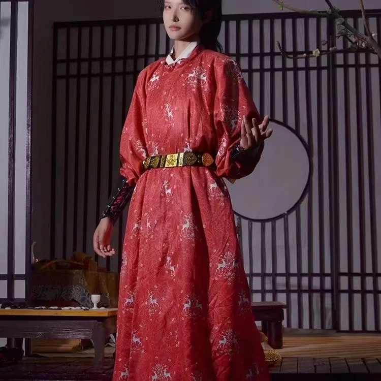 Traje de Hanfu de la dinastía Tang clásica para hombres y mujeres, bata de cuello redondo para amantes de los peces voladores, vestido de Guardia Real tradicional china, Cosplay