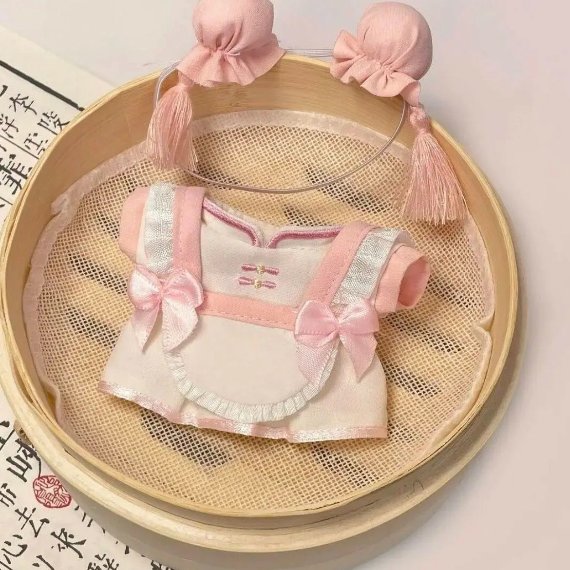 Платье в китайском стиле из хлопка-куклы 10 см, высокая красота, милое платье для девочек в древнем стиле, голова с фрикадельками