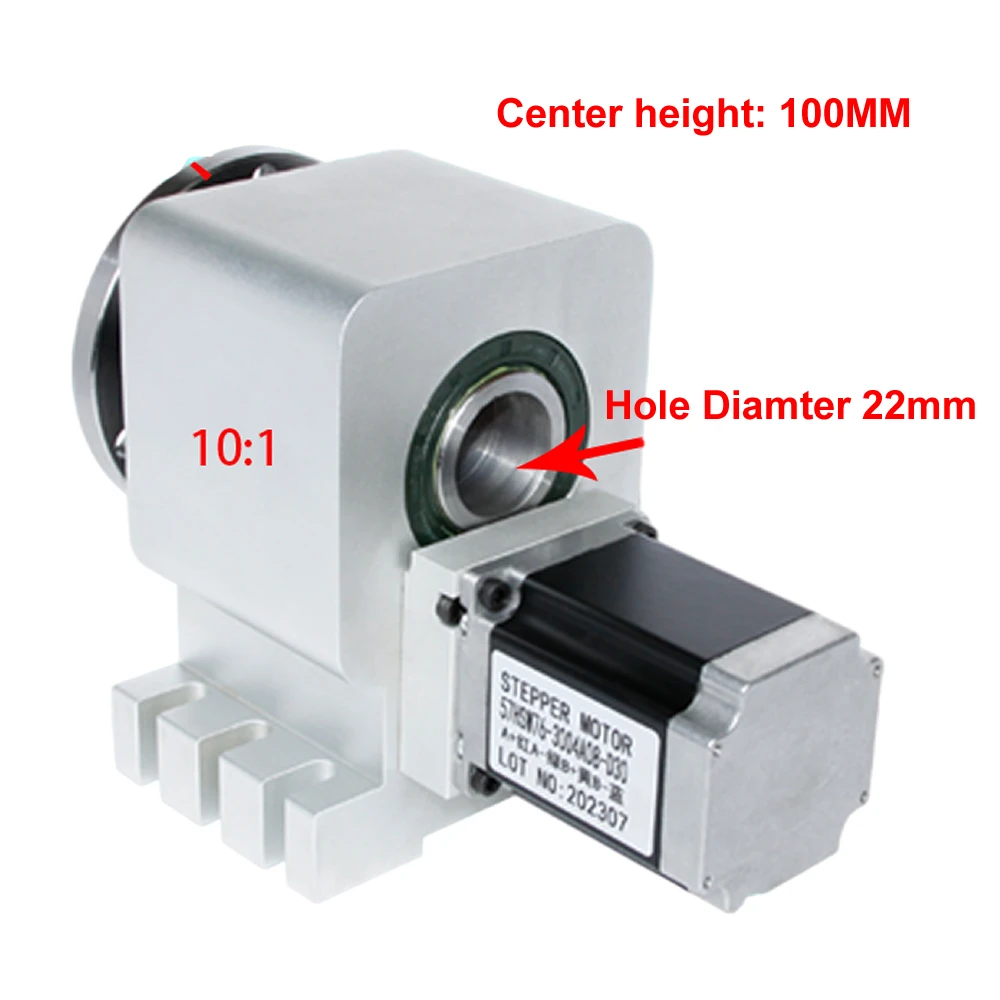 CNC A 4th Axis Rotary Axis Gearbox Reducer NEMA 23 Stepper Motor CNC Indexing Head 3/4 Jaws 100MM Chuck Engraving Machine Tool