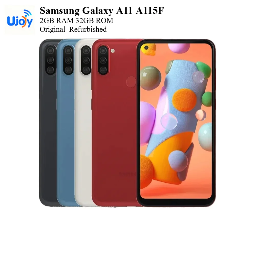 Samsung Galaxy A11 A115F 4G Mobile Phone 6.4'' 2GB RAM 32GB ROM 13MP+5MP+2MP+8MP Octa-Core Original  Refurbished Cellphone