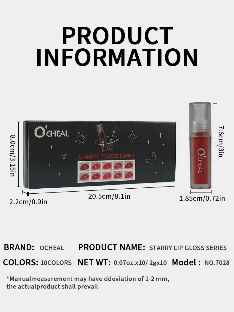 10個入り マットベルベットリップグロスセット - 保湿力のあるべたつかないリキッドリップスティックコレクション