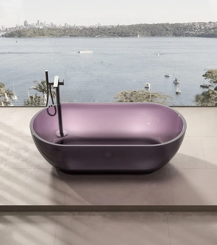 

W AIndependent integrated resin transparent bathtub Home Hotel B & B Double color bathtub