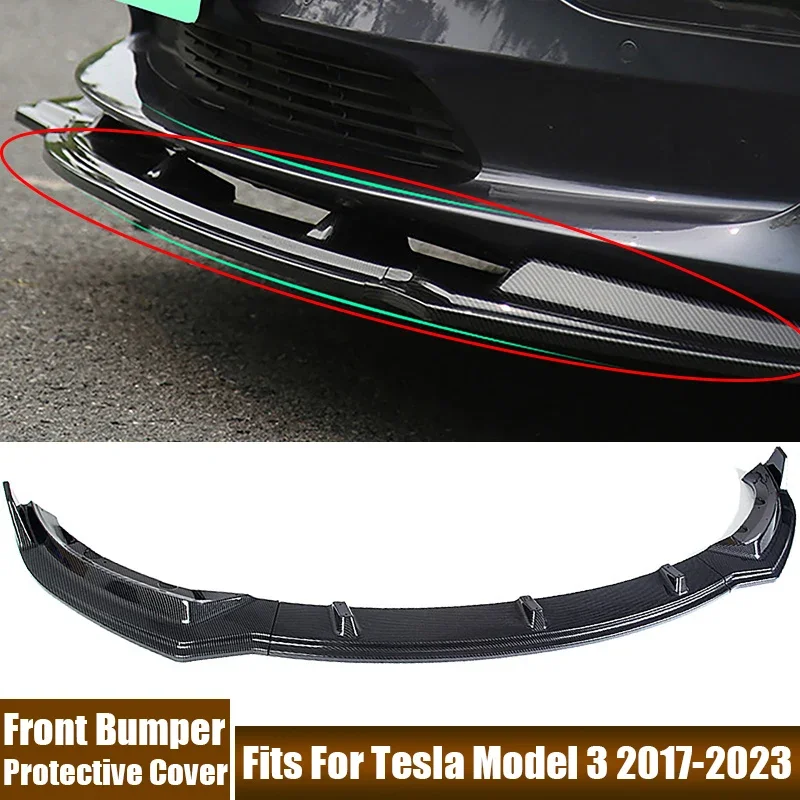 

Front Bumper Lip Protective Cover Kit Car Accessories Fits For Tesla Model 3 2017-2023 Front Body Spoiler Cover Including Screws