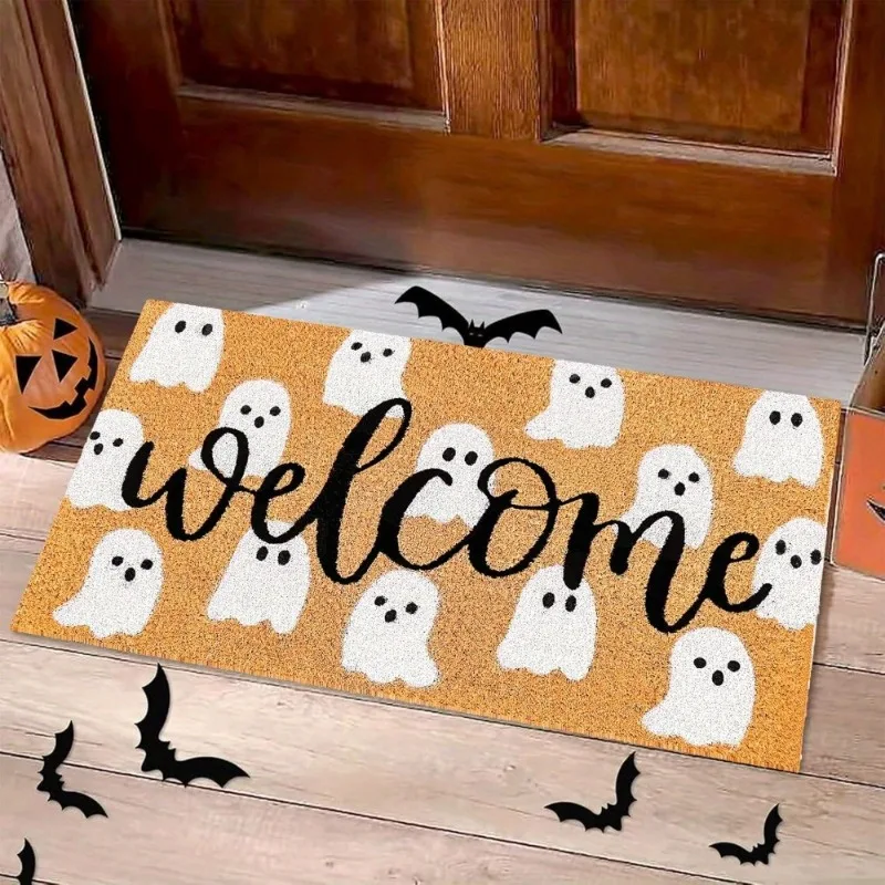 Felpudo de Halloween, alfombra de bienvenida de fantasma bonito, alfombras antideslizantes para puerta de entrada para interior y exterior, baño, porche, decoración del hogar