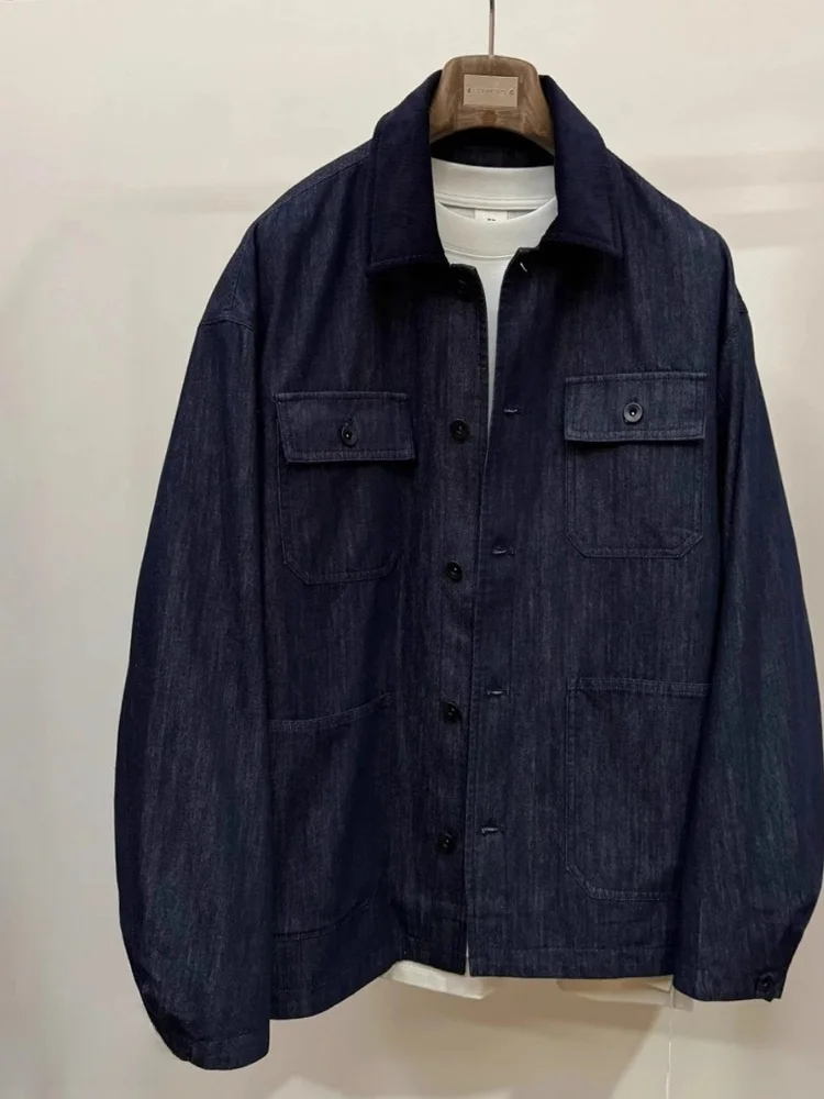 

Loose Fit Corduroy Collar Jaet with Large kets Youth Faion Denim Jaet Outerwear for Couples Autumn Season Long Sve