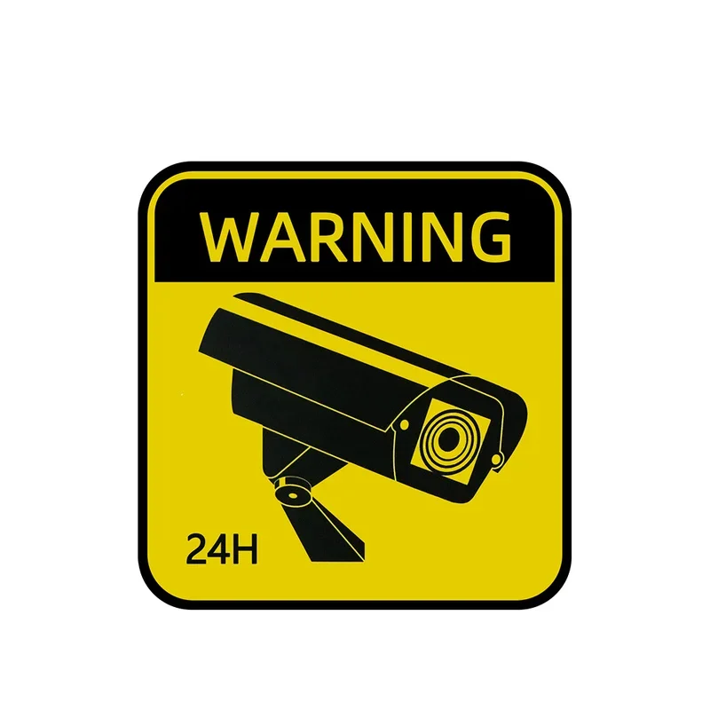 New design warning warning 24 hours monitoring waterproof sunscreen brand car stickers video surveillance alarm stickers, 24cm