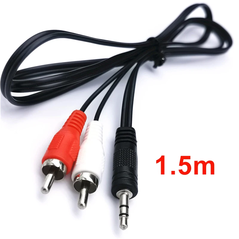 3.5mm Jack to 2 RCA Audio Cables Stereo 3.5 mm Male to 2RCA Male Coaxial Aux Cable For TV Sound Laptop Mp3 Speakers 1.5M