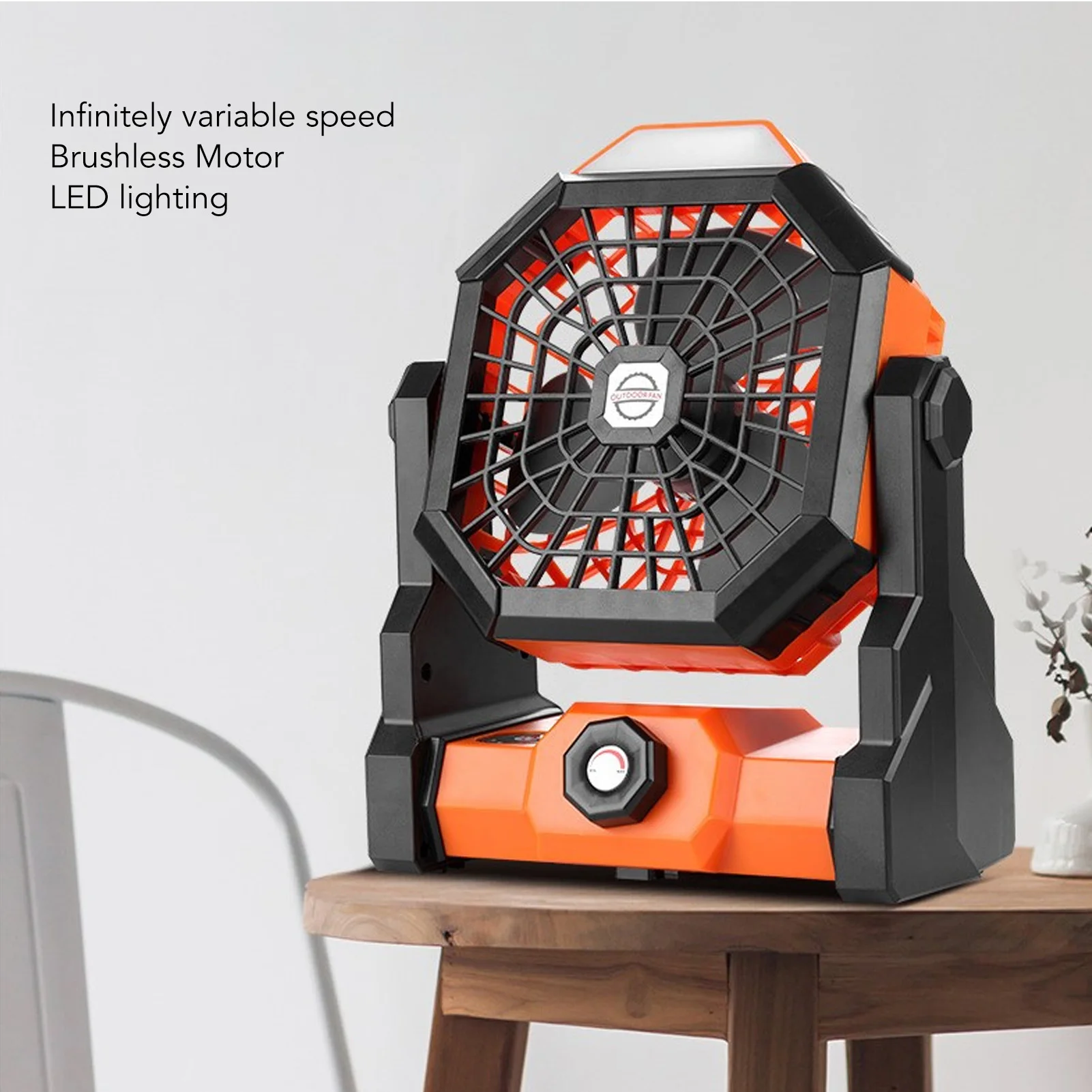 

Portable Outdoor Fan Stepless Speed Control Fan 7800mAh Camping LED Light Picnic Fan with Light Outdoor High Wind Fan