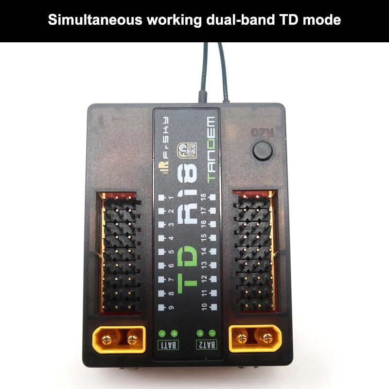 FrSky TD R18 OTA 2.4G 900M 18CH جنبا إلى جنب ثنائي النطاق استقبال الكمون المنخفض طويلة المدى المدمج في مفتاح الطاقة الجهد الحالي الاستشعار #2