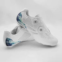 Zapatos de ciclismo de carretera para hombre, zapatillas de deporte de ciclismo de velocidad, zapatos con tacos Spd, zapatos de Pedal plano para ciclismo, calzado para exteriores con autosujeción, blanco