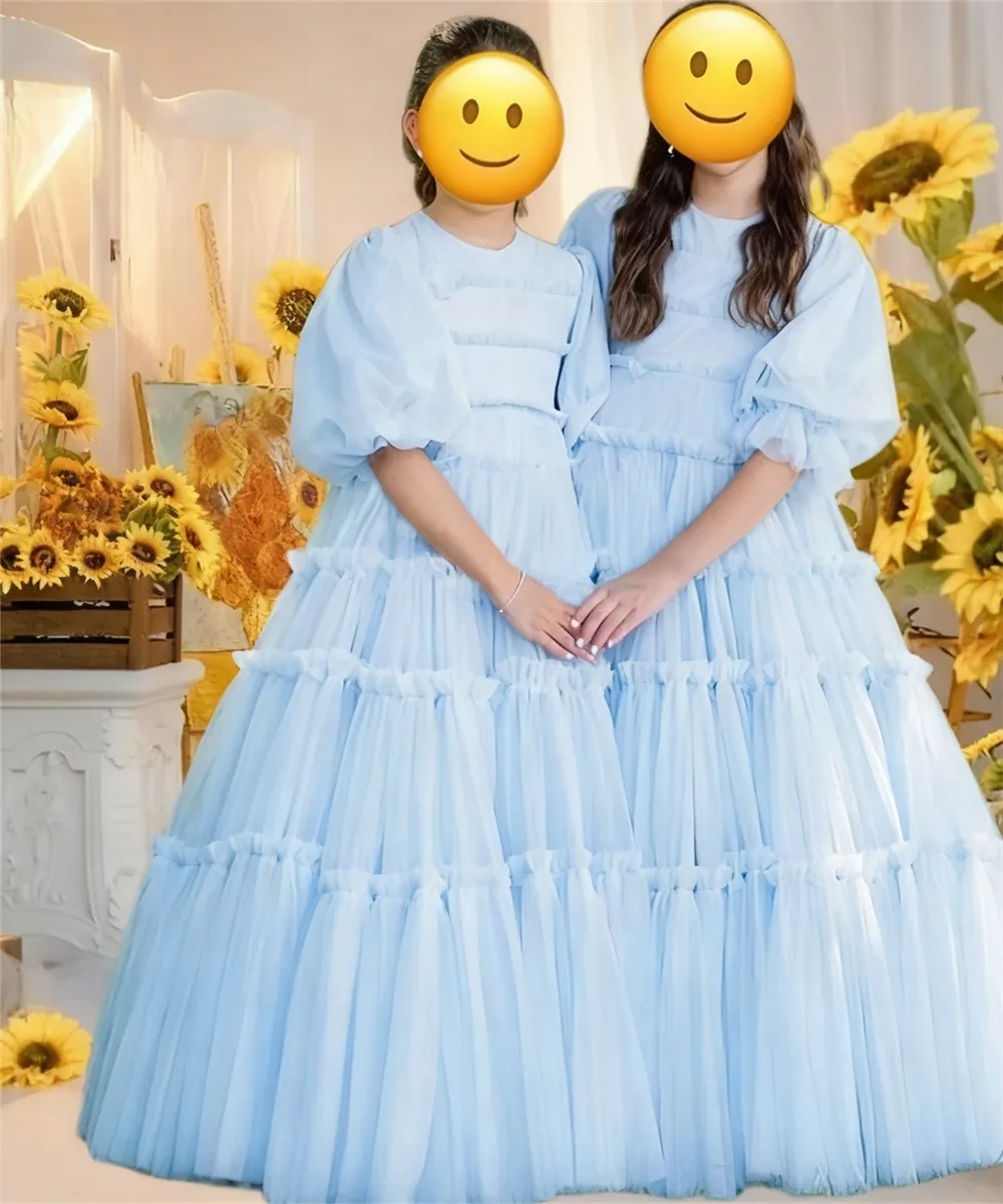 

Elegant Flower Girl Wedding Dress Tulle Fluff Ruffles Toddler First Communion Pageant Gown Kids Birthday Party Dress Customized