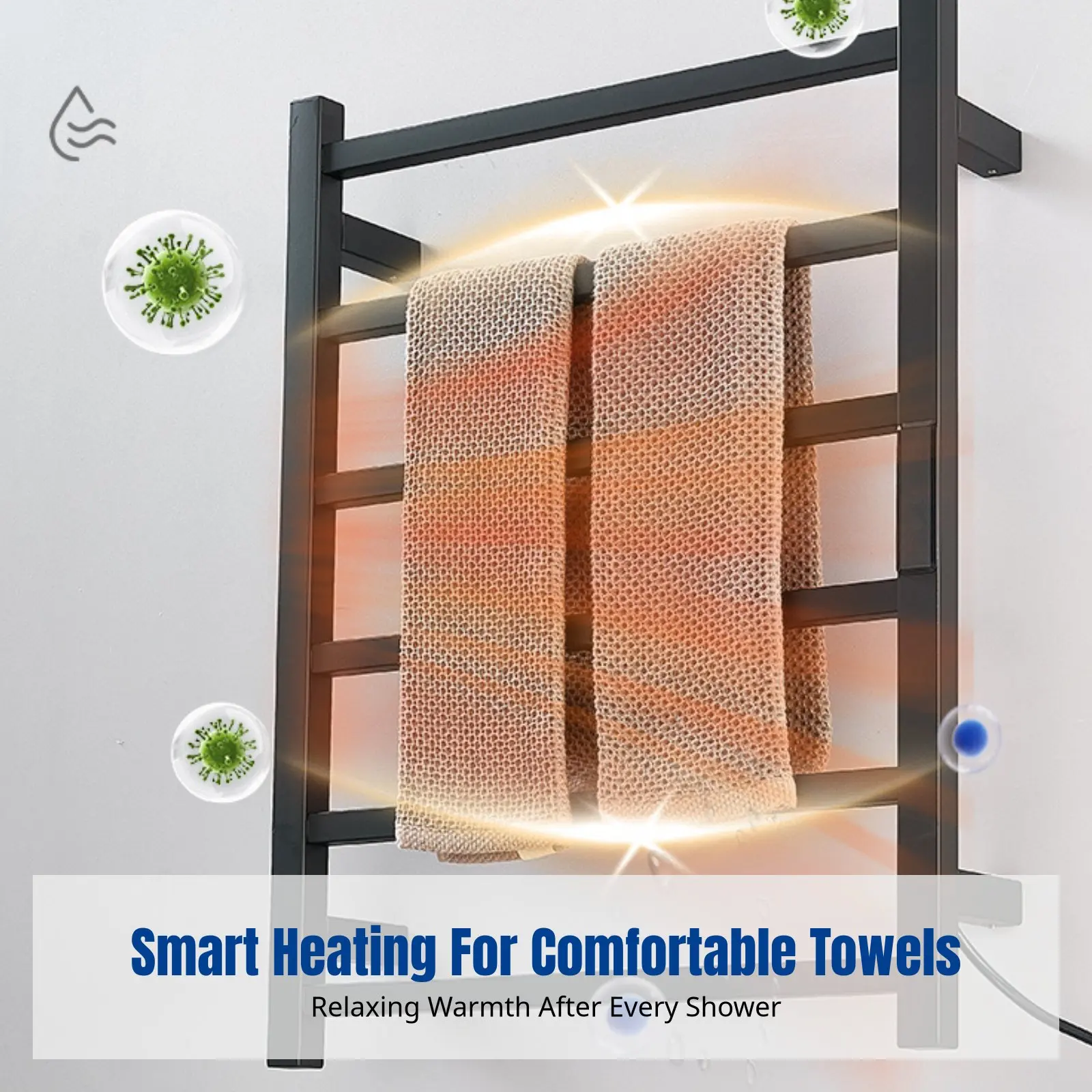 Smart Electric Towel Rack, Heated Towel Warmer, Stainless Steel, IPX4 Waterproof, Digital Display, Home Bathroom, Modern Design