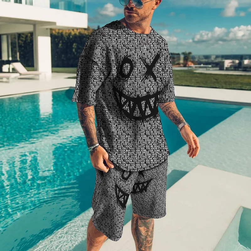 New Summer Streetwear Men\'s Set Sportswear Men\'s Oversized Clothes 3D Printed T-Shirts Shorts Men\'s Clothing Fashion Sets