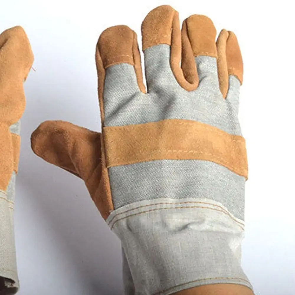 

1 пара износостойких кожаных рабочих перчаток, термостойкие садовые перчатки для защиты труда, утолщенные, устойчивые к проколам