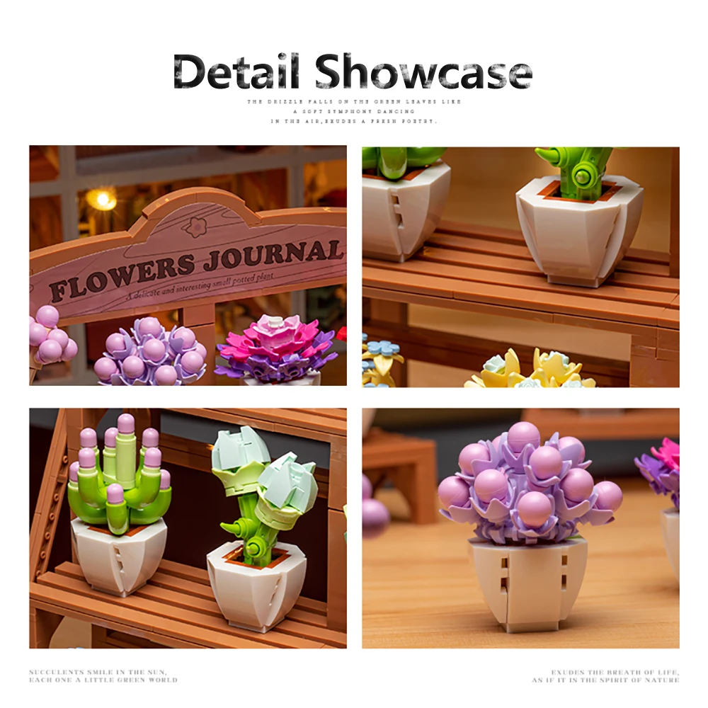 DIY Topf saftig, Blumenstrauß Baustein Spielzeug kreative grüne Dekoration, Ständer perfekt als Weihnachtsgeschenk für Kinder