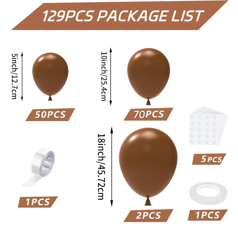 129PCS Brown Balloon Arch garland kit, 18 \