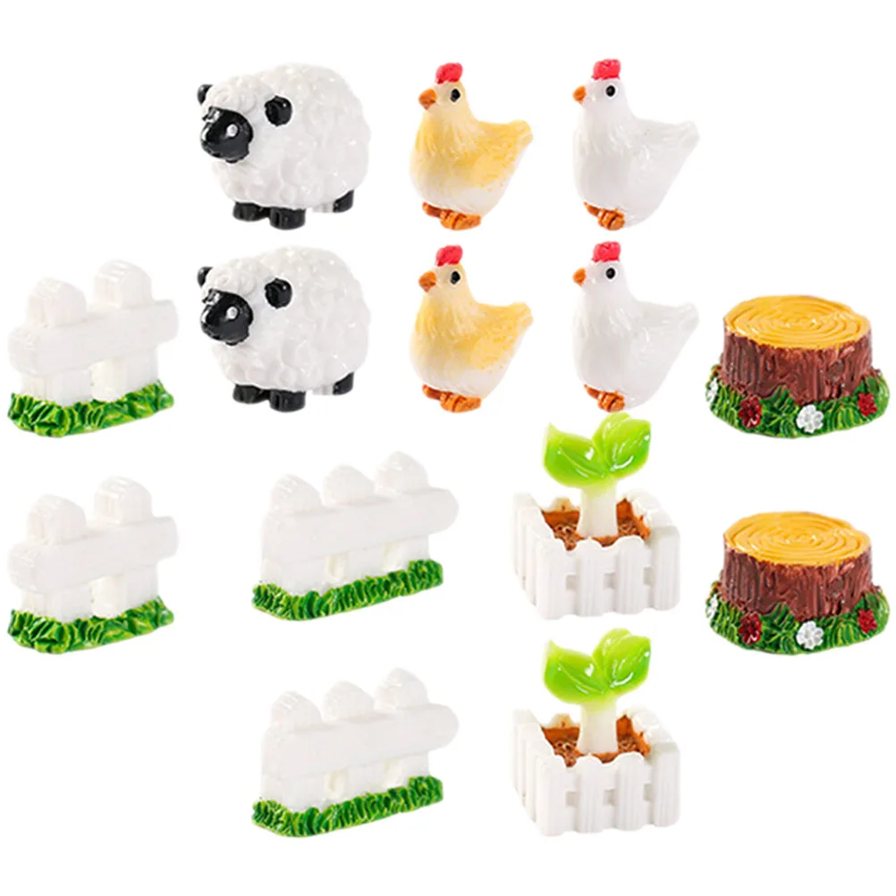 

14 Pcs Resin Miniature Decorations Moss naments Scene Layout Material Mini Cartoon Animals Garden Decor Sand Table