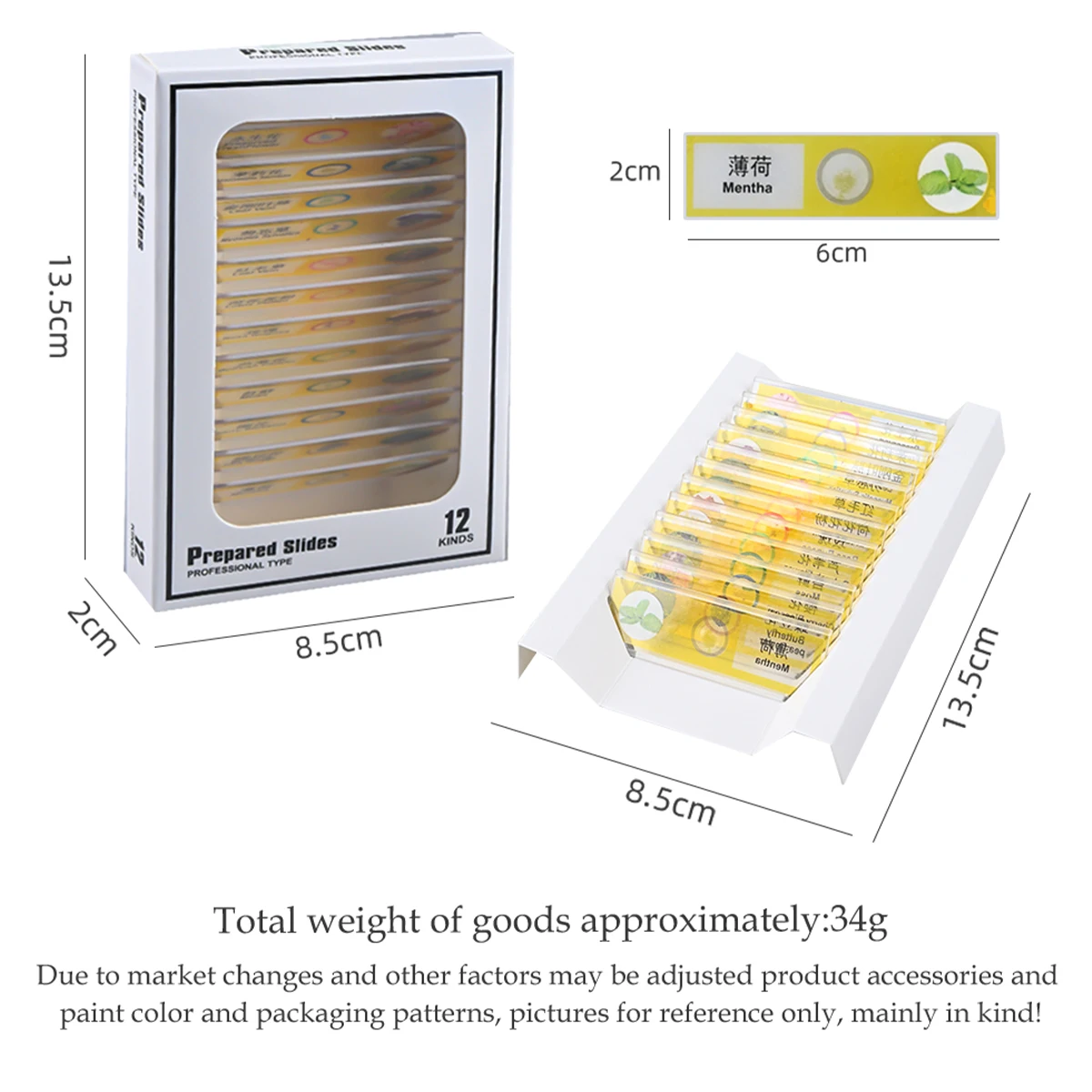 สไลด์กล้องจุลทรรศน์ 12 ชิ้น ตัวอย่างทางชีวภาพพลาสติก การศึกษาวิทยาศาสตร์ชีวภาพสําหรับกล้องจุลทรรศน์นักเรียน รูปแบบสุ่ม