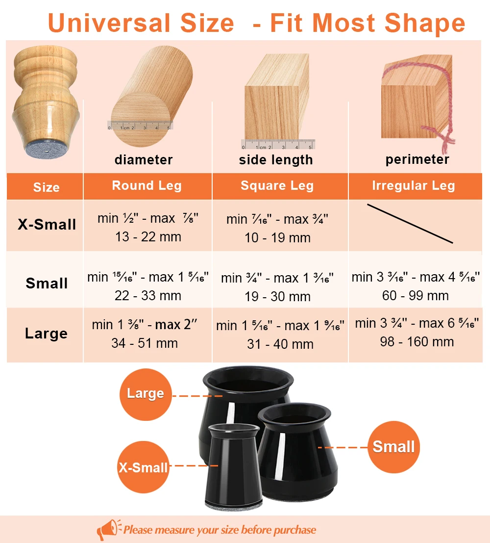 36/Pcs Silicone Chair Leg Floor Protectors with Non-slip Felt, Furniture Cups for Hardwood Floors, Protect Floors from Scratches