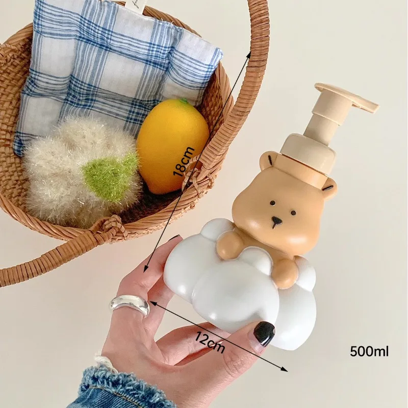 250/500ML Cartoon Bear Lathering Bottle Press Spray Bottle Bathroom Hand Sanitizer Shampoo Pump Bottle Portable Soap Dispenser