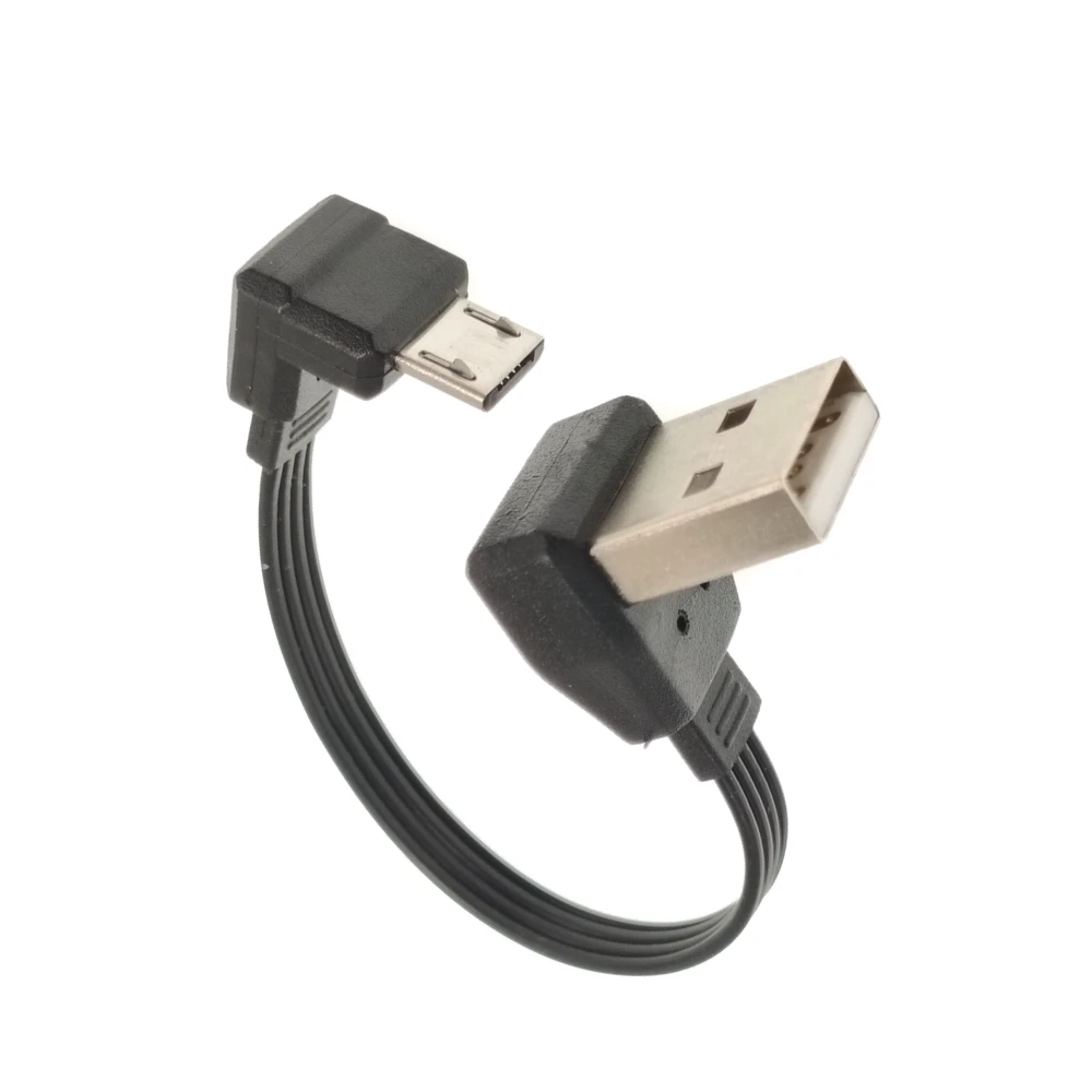 Cabo liso macio micro cabo de carregamento de dados usb carro de cabo plano para cima e para baixo cotovelo esquerdo e direito android telefone móvel universal
