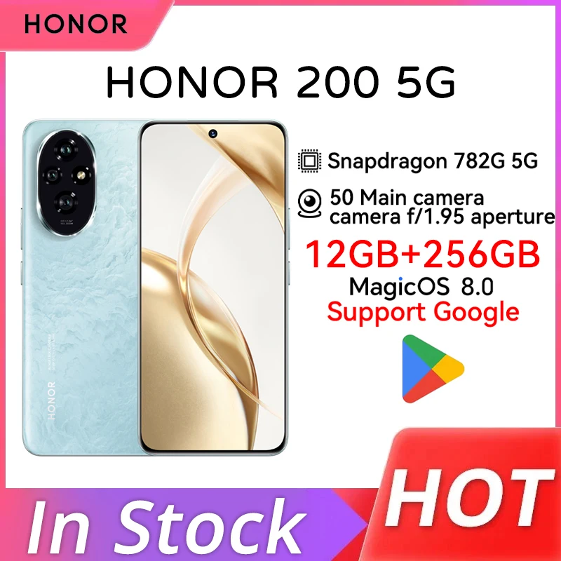 

New HONOR 200 Mobile Phone 12GB 256GB 50MP Cameras Snapdragon 7 Gen 3 5200mAh Battery 6.7'' 120Hz OLED 100W SuperCharge