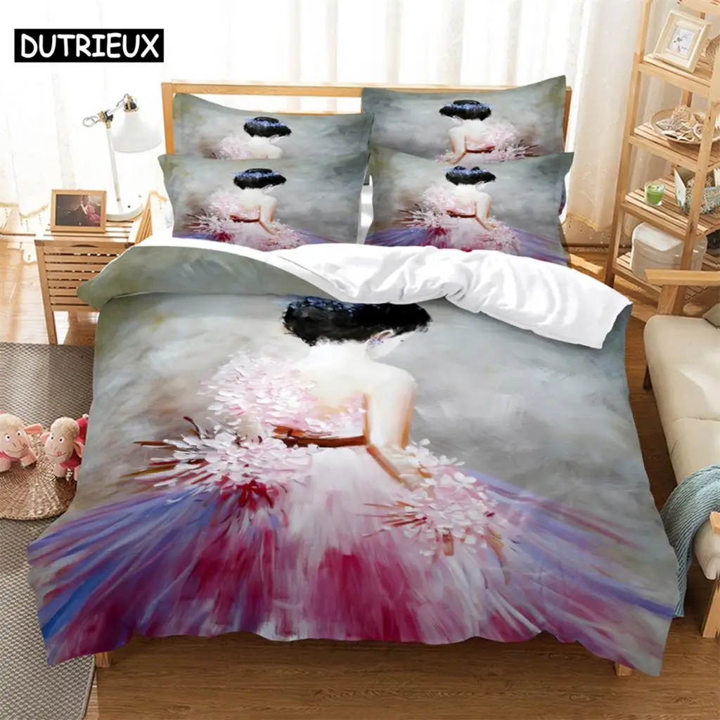 

3D digital printing 2/3pc quilt cover pillowcase double bed set cover quilt Soft Microfiber bedding set Anime princess