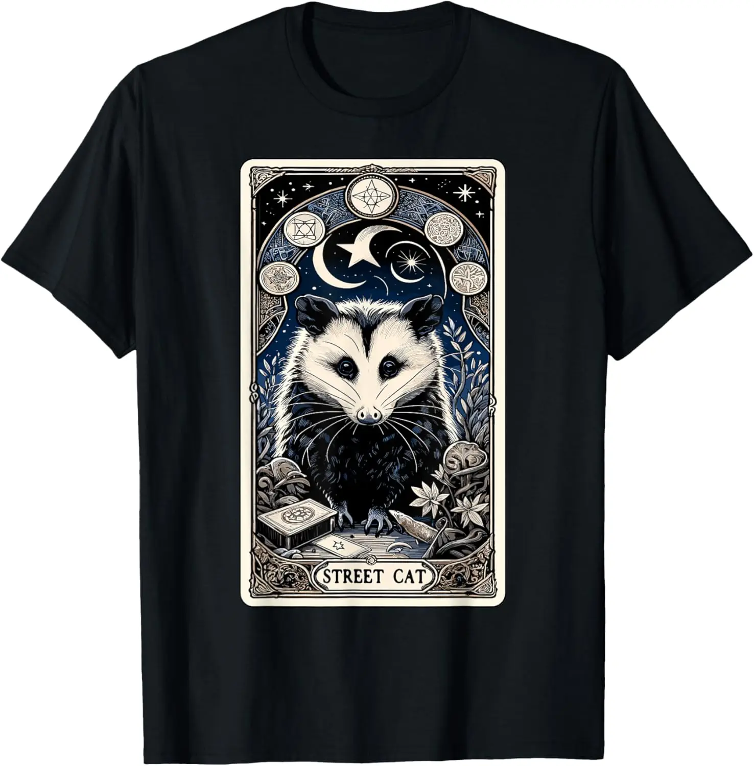 Opossum Tarot Card Street Cat Witchcraft Gothic Possum T-Shirt