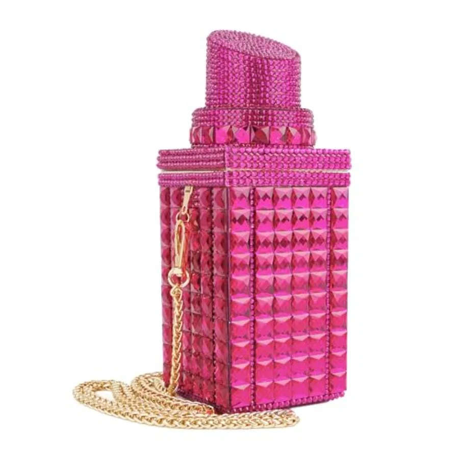 

Women Lipstick Shape Inlaid Rhinestone Crystal Glitter Evening Bags Purses Clutch Sparkly Banquet Handbag Lipstick Shape