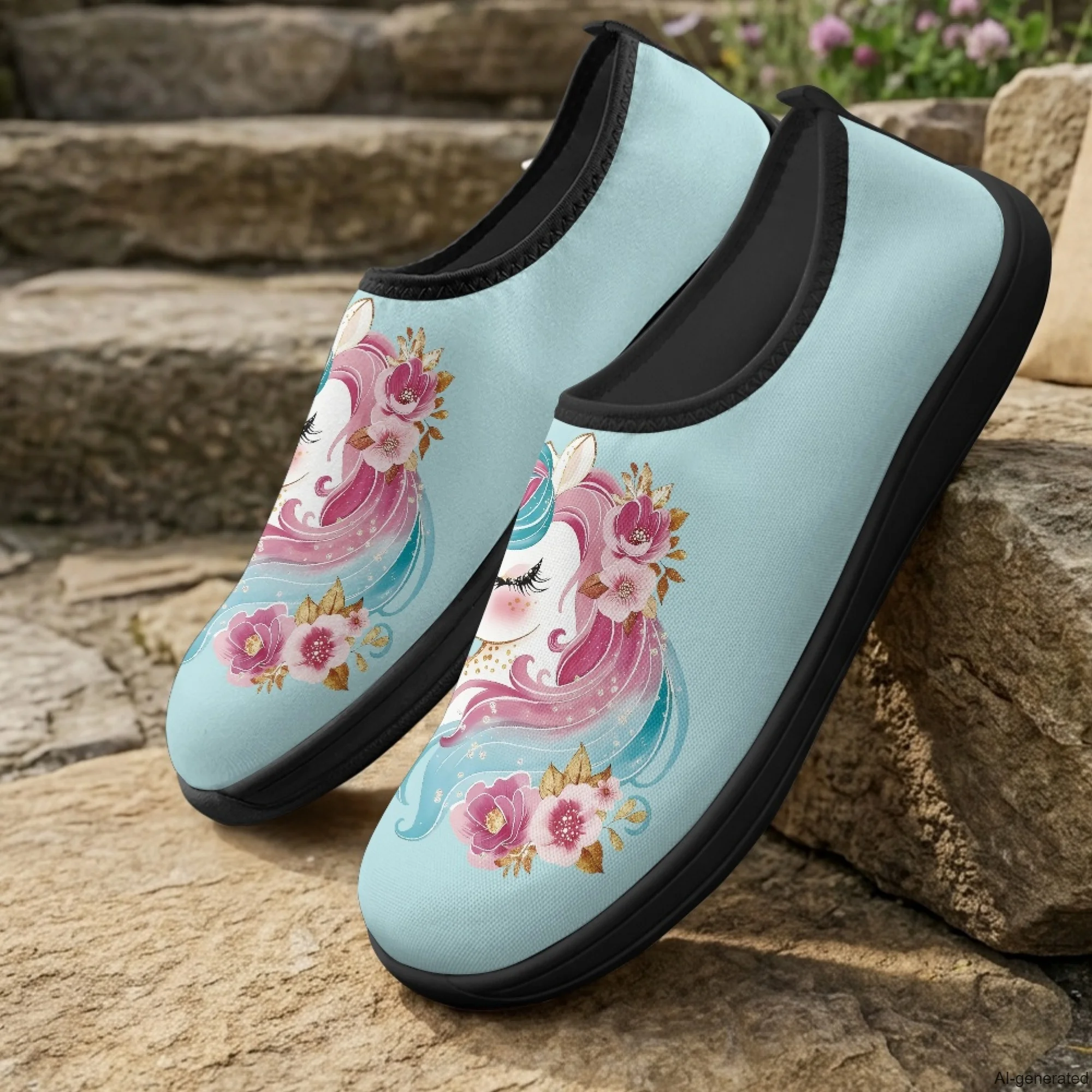 XIXIRIMIDO Slip-on Wide-toed Shoes Horse Print Zapatos De Mujer Men's Sneakers and Casual Shoes Slippers Nurse Shoes 36-46