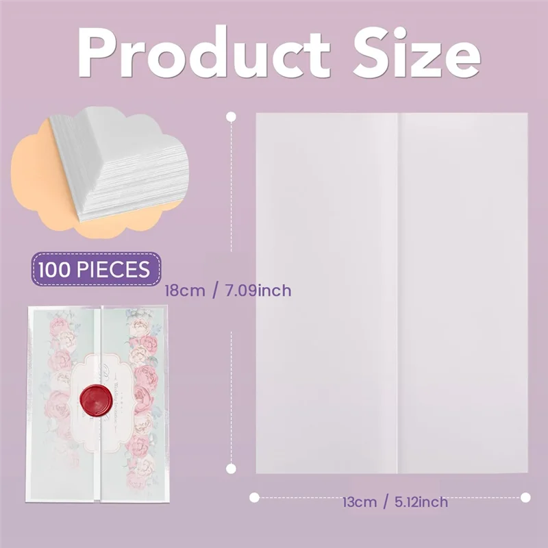 100แพ็คVellumแจ็คเก็ตสําหรับ5X7คําเชิญ,PreพับVellum Wraps,งานแต่งงานวันเกิดเชิญVellumกระดาษ,งานแต่งงาน