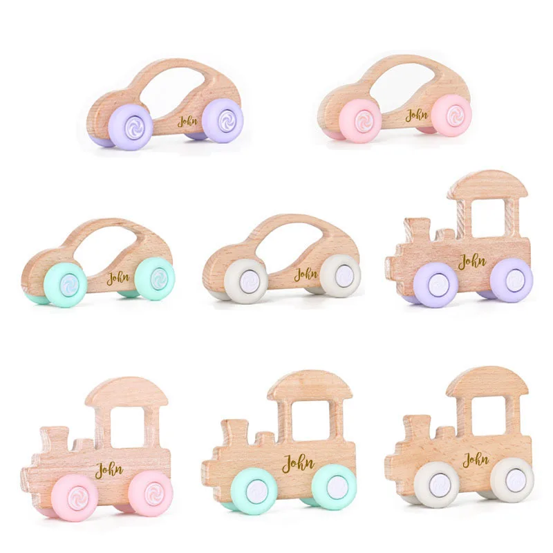 1Pc Custom Wooden Car Toys | Train Toys | Children\'s Cartoon Toys | Personalized Name | Blocks Cartoon Car | Gifts For Baby