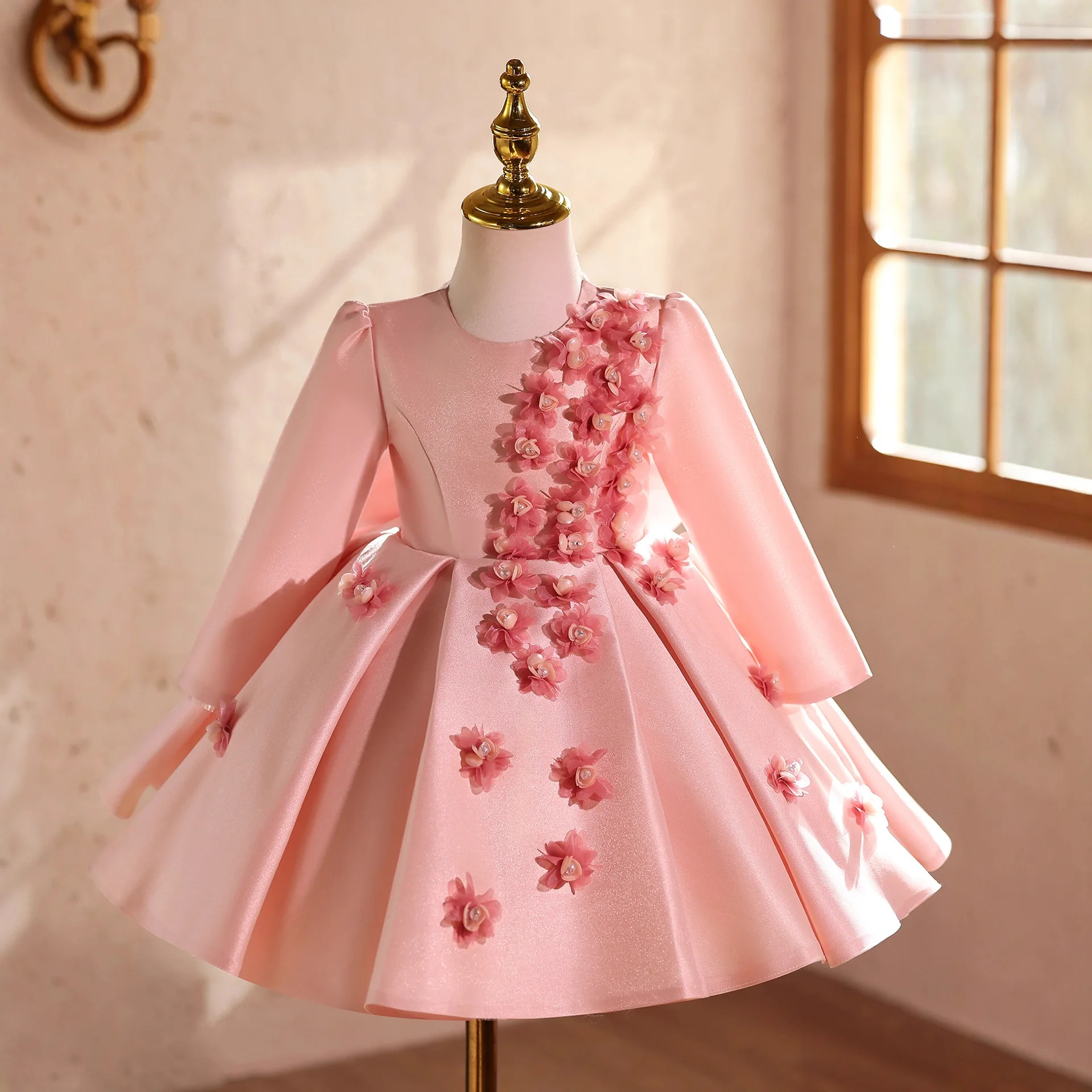 

Высококачественное детское бальное платье принцессы для выступлений на фортепиано, милое платье с цветочным дизайном для девочек, свадебное платье g505