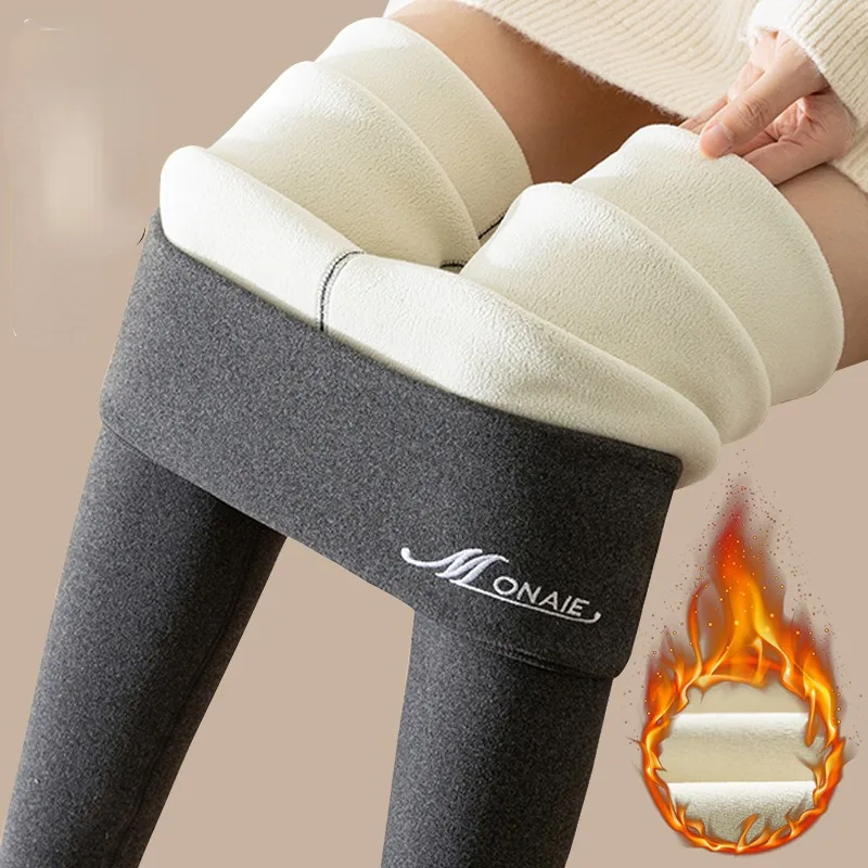 Mallas cálidas de invierno para mujer, mallas de cintura alta sin rastro, pantalones térmicos interiores, mallas elásticas de terciopelo y gruesas