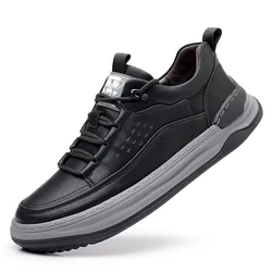 Genuine Leather Heightening Shoes Height Increase Men’s Height Increase Insole Men Sneakers Sport platform outdoors laec-up low