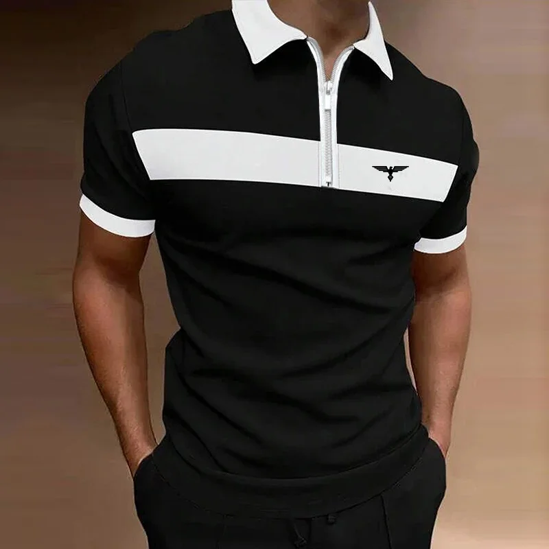 Men Clothes Polo Shirt Summer Fashion Polo Shirt Short Sleeve Lapel Polo Shirt Men Zipper Polo Shirt  Casual personality Tops