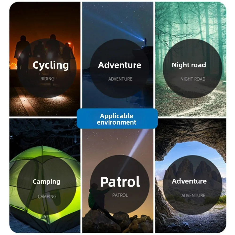 Dual-Light Source Camping Flashlight Multi-Gear Dimmable Portable Warm Light Torch for Outdoor Adventure & Cycling