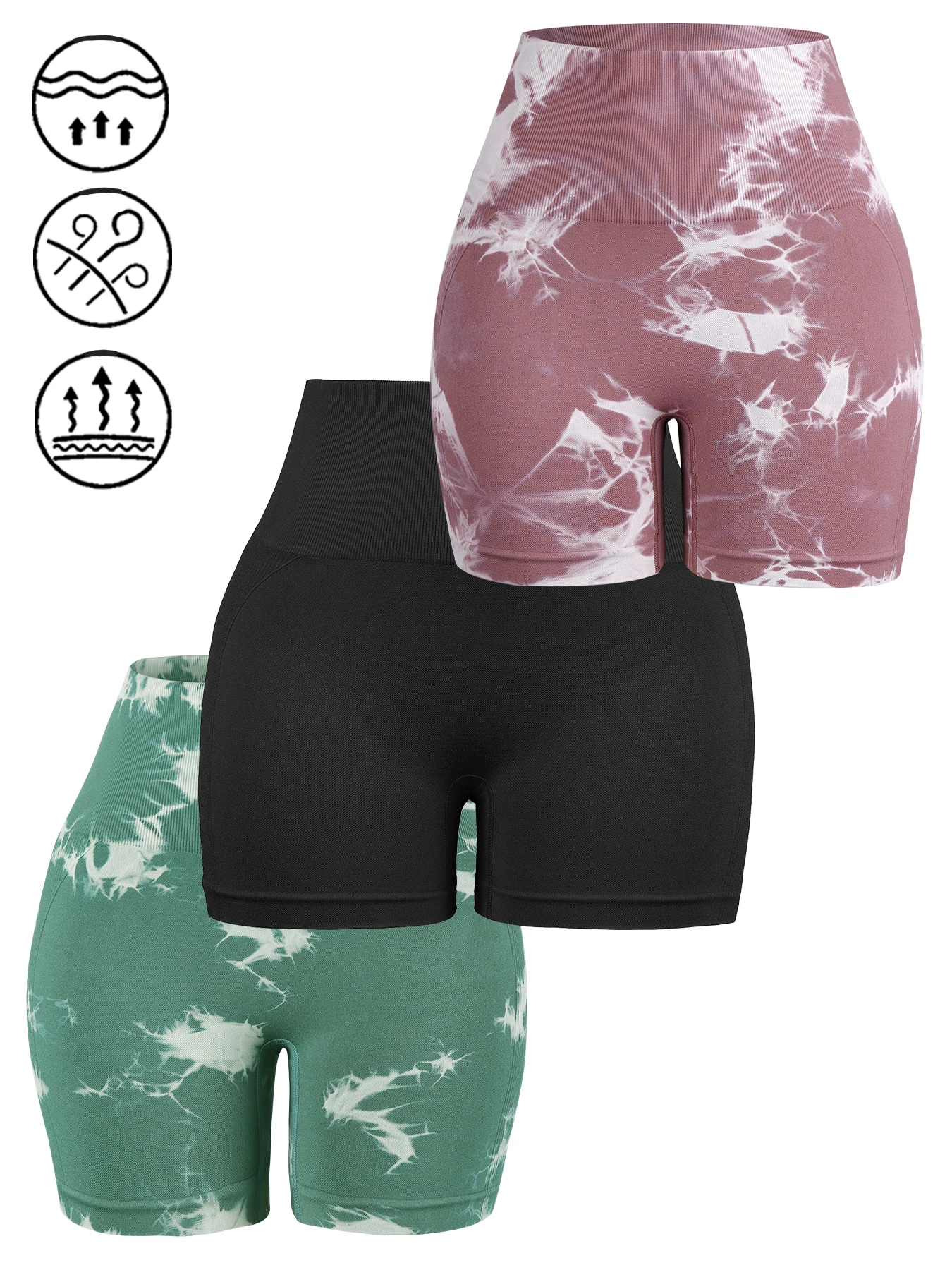 Woman Tie Dye Seamless Shorts Butt Lifting Fitness Tights High Waist Running Shorts Outdoors Summer Slim Elastic Shorts