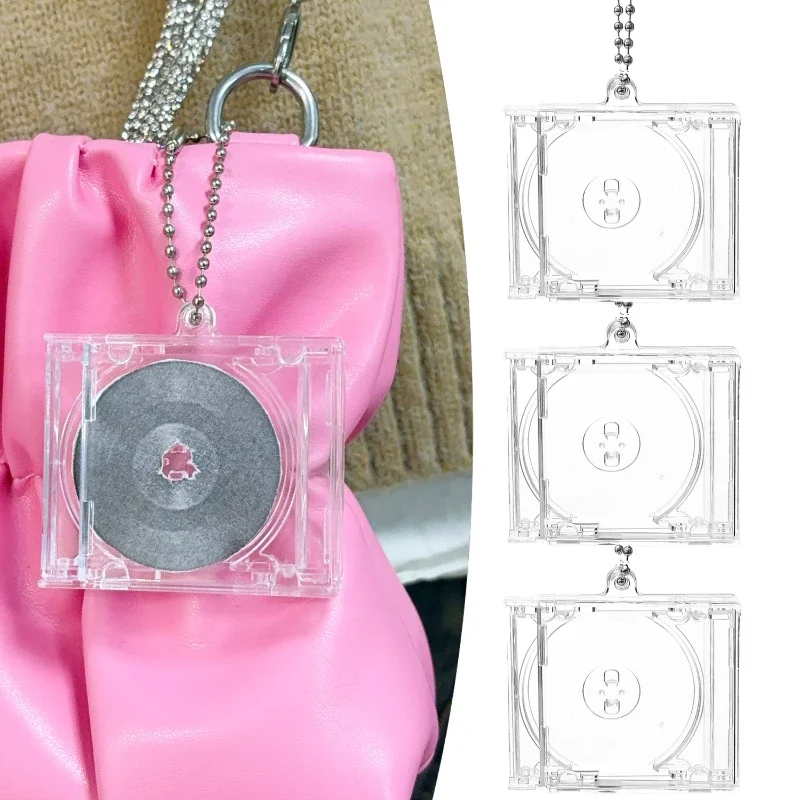 1-2pcs Creative CD Keychain  Mini CD Case DIY Car Phone Keychains Hanging Decor Chain Clip Blank Album Kpop Gifts Accessories