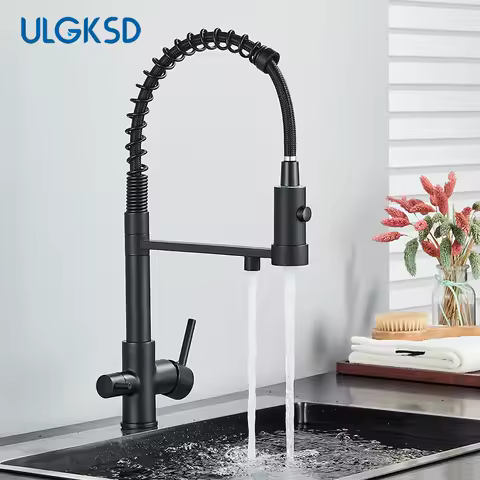 Purified Water Faucet Brass Kitchen Mixer Tap Two Mode Sink Mixer Tap Hot&amp;Cold Kitchen Sink Faucet Deck Mount 360°Rotation Crane