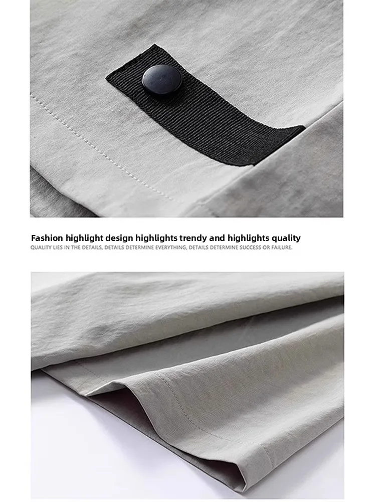 

Легкая футболка с молнией ort Sve Мужская летняя футболка из ледяного шелка Qui Dry Sports orts Воротник-стойка Тонкая дышащая двухсекционная...