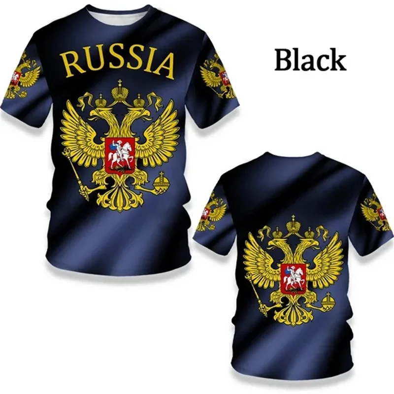 3D Russia Flag Emblem Printing T Shirt For Men Military Spiritual Toem Graphic T-shirts Children Fashion Short Sleeves Army Tops