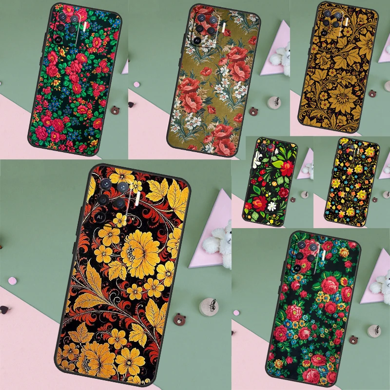 

Russian Scarf Floral Phone Case For Oppo A18 A38 A58 A78 A98 A79 A40 A60 A80 A16 A76 A96 A15 A74 A94 A54 A77 A17