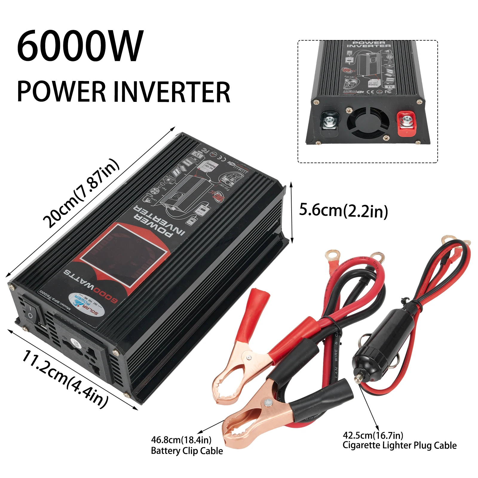 Voltage Converter Power Inverter DC 12V To AC 110V Dual USB Overload Protection Charger Adapter Power Equipment Internal Fuses